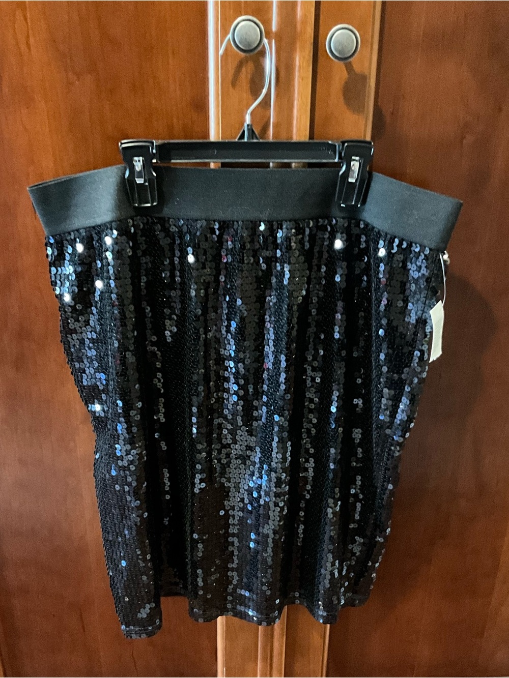 NWT D Collection Black Sequin Mini Skirt - Sleek Party Style Size Xlarge